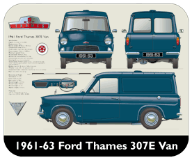 Ford Thames 307E Van 1961-63 Place Mat, Small